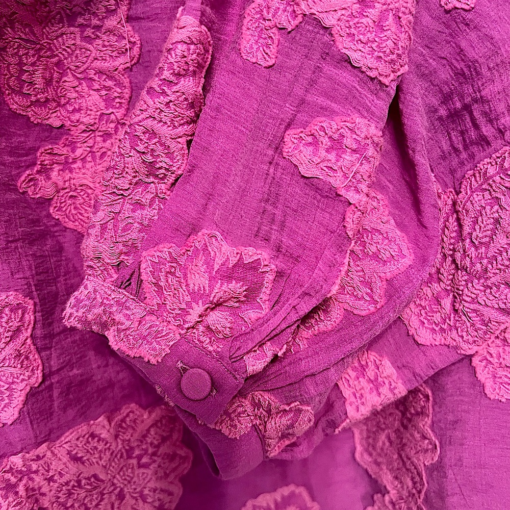 Bright purple Appliqué Boho Blouse by Loft - NWT - Picture 5 of 8
